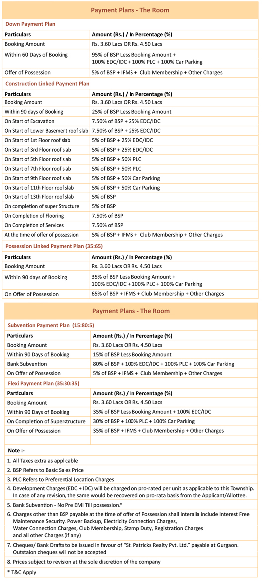 Central Park 3 The Room Studio Apartments Payment Plan Sector 33 Sohna